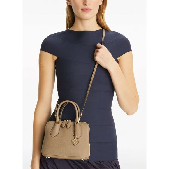 Tory Burch Swing Mini Leather Handbag Taupe Oak OS - Picture 2 of 14